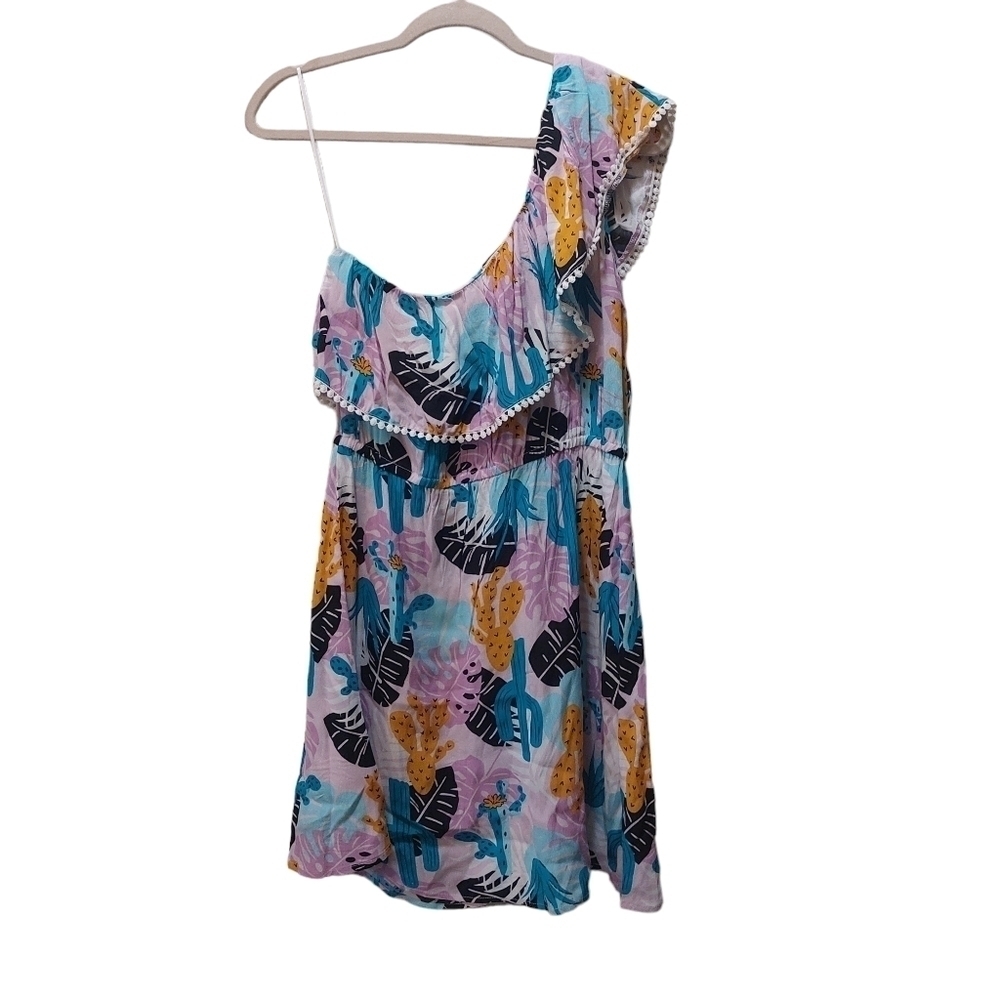 Wrangler Retro Ladies One Shoulder Tropical Print Mini Dress